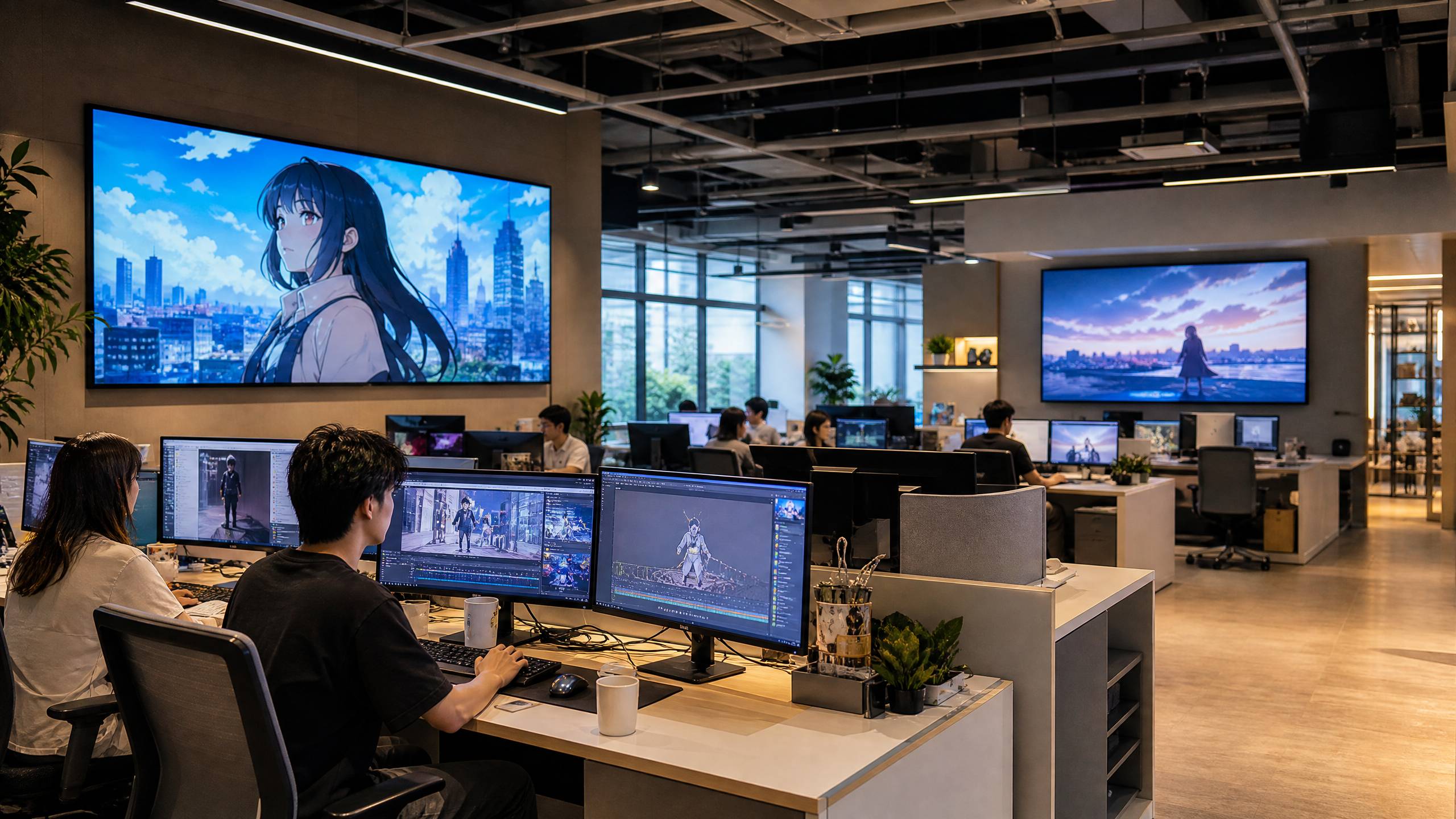 高清3D动漫影视传媒公司办公室环境
